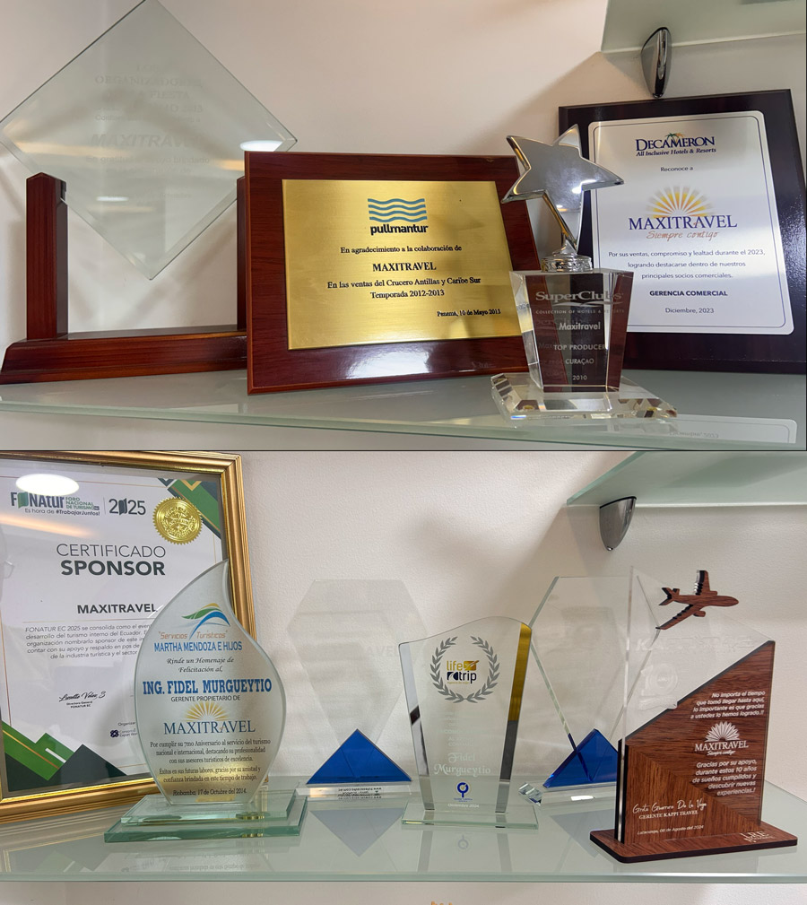 Reconocimientos a Maxitravel por su trayectoria, compromiso y gestión en el Turismo Ecuatoriano